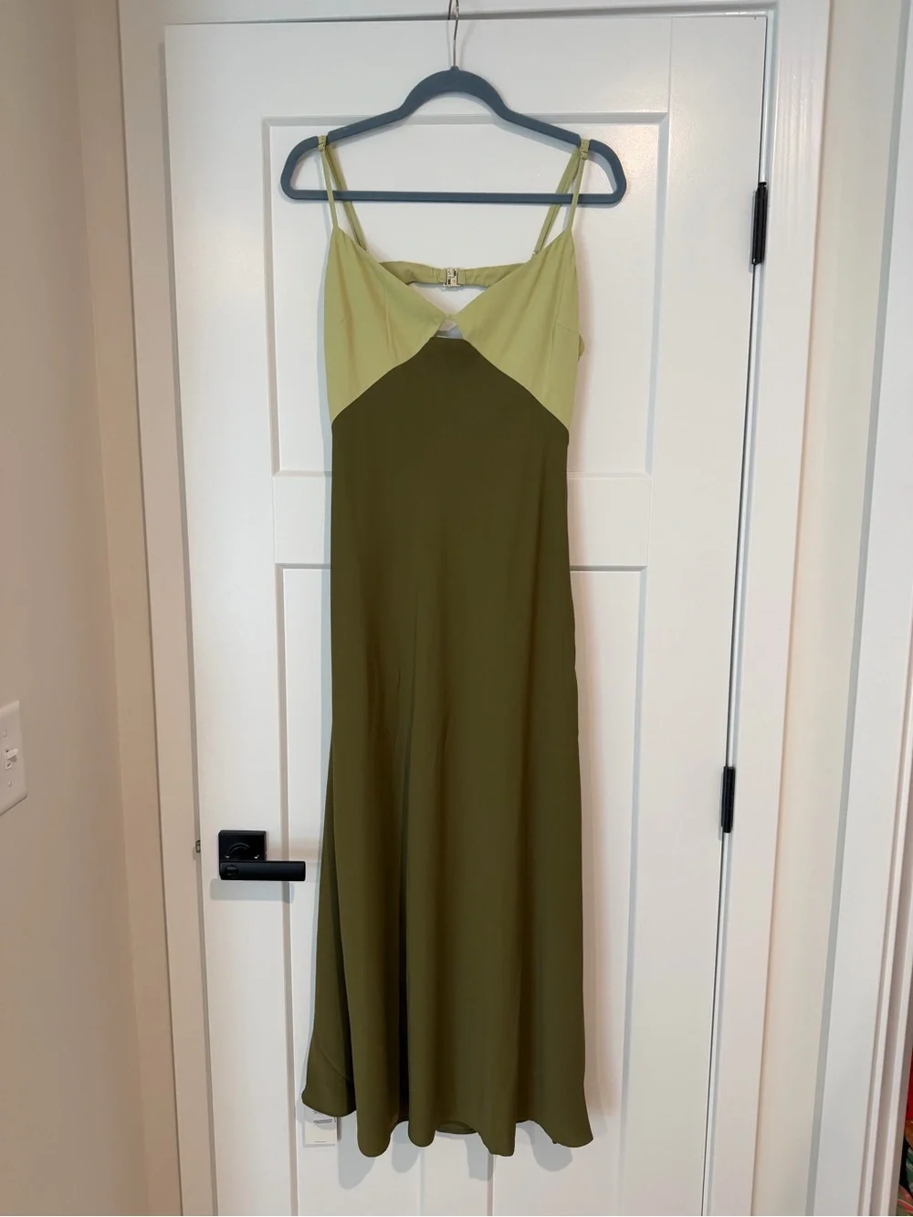 Abercrombie & Fitch Olive and Lemon Two-Tone Maxi Dress